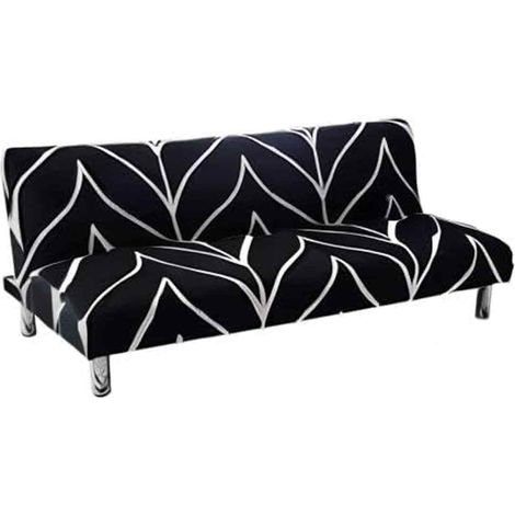 Housse Canapé Clic Clac - Extensible 92% Polyester 8% Élasthanne - Pour Canapé 3 Places Sans Accoudoirs - Noir - 1 Pièce