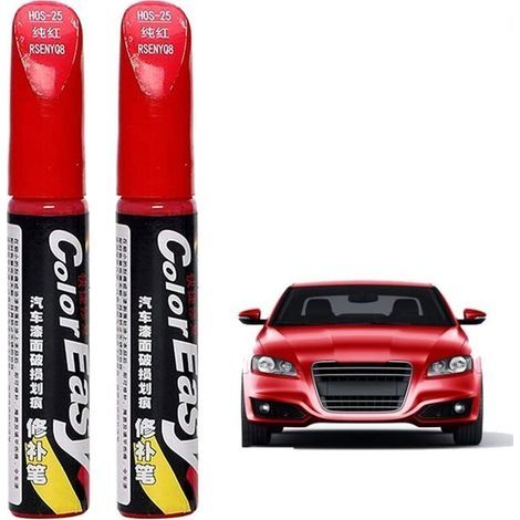 Lackausbesserungsstift, Kratzerreparaturstift für Autos, Anti-Kratzer für Auto-, Motorrad- und Fahrradkarosserie, 2 Stück (Rot) (1/4)