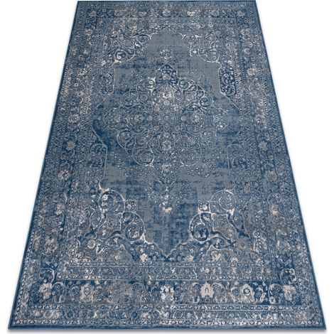 Teppich Wolle NAIN Ornament, Rahmen, vintage 7599/51611 blau / beige blue 80x150 cm
