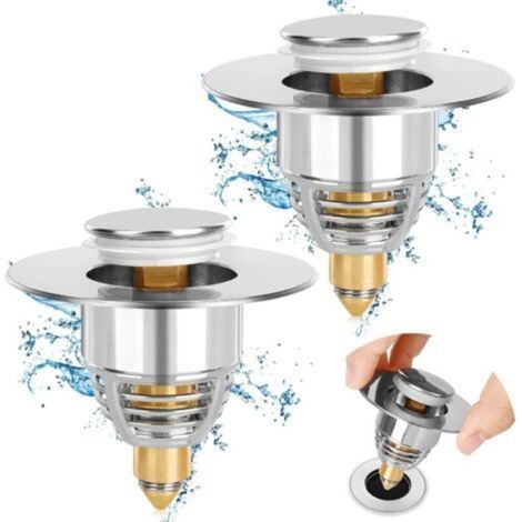 [NON UTILIZZATO] Set di 2 tappi di scarico universali per lavello, tappo di scarico migliorato, scarico a tirante, accelera il drenaggio senza intasamenti, per vasca da bagno e cucina.