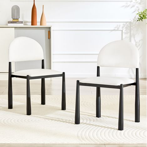 Sedie da pranzo moderne 2 pezzi in PU bianco con gambe in metallo HAVRYA (1/5)