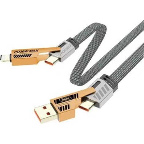 TRADE SHOP - Cavo Dati Ricarica Multiporta 4 In 1 Piatto Da Usb A Lightning/type-c Da 1,2 Mt Q-sj60 -
