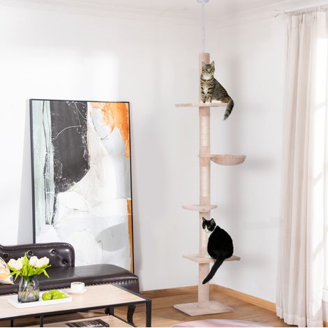 Verstellbarer Decken-Kratzbaum 230-260 cm, beige OKMYHOME (1/5)