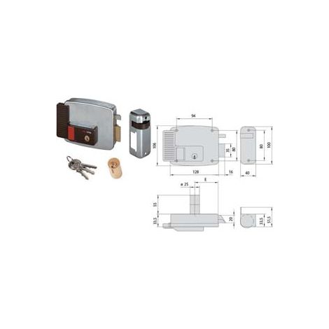 ELETTROSERRATURA PER CANCELLI SENZA TETTO CON PULSANTE E FERMO A GIORNO 11931- - mm.50 SX (11931502) - 1 pezzi CISA