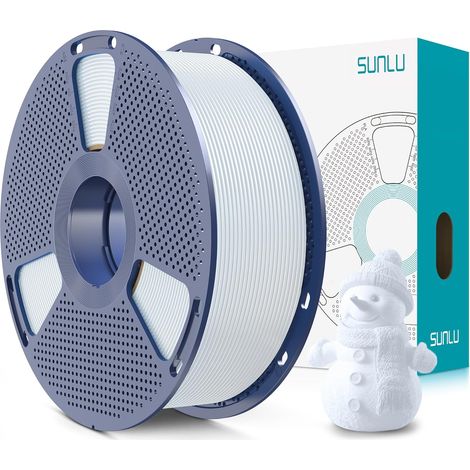 KLVGTIFS PU - Filament pour imprimante 3D SUNLU PLA+2.0, 1,75 mm, plus résistant et plus durable, précision dimensionnelle +/- 0,02 mm, bobine de 1 kg, blanc céramique (1/5)