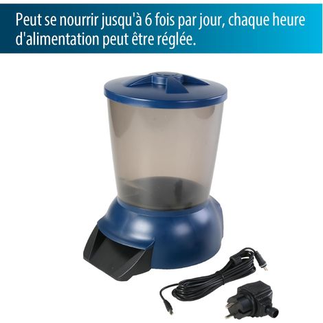 Distributore automatico di cibo per animali domestici da 5 litri con batterie da 1,5 V e trasformatore da 12 V, 6 pasti al giorno, tempo e quantità di cibo regolabili, display LED, cavo da 5 metri (1/4)