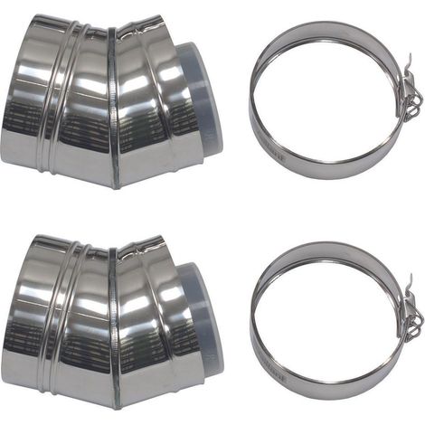 Vaillant Codo 30 grados, 80/125 mm (2 uds) para colocación en fachada concéntrico PP/acero inoxidable, 0020042758