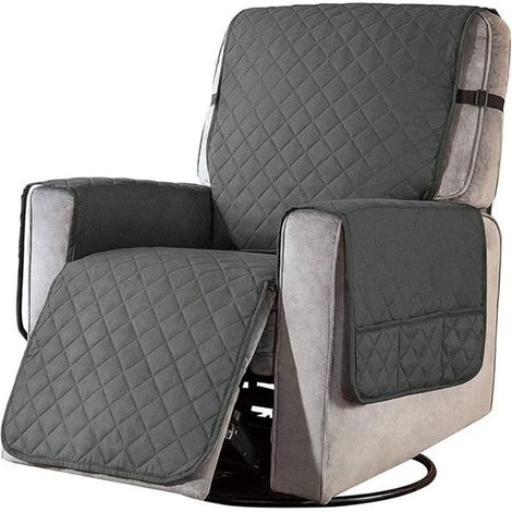 Housse Fauteuil Relax Matelassée Antidérapante, 1 Place, Gris Foncé, Pour Animaux YYV (1/4)