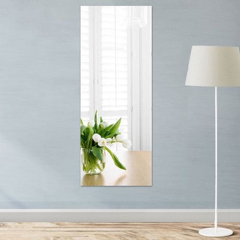 Miroir 3D autocollant 40 cm x 150 cm. Facile à poser. Décoration élégante pour toutes les pièces. Miroir mural, décoration murale pour salle de bain. (1/5)