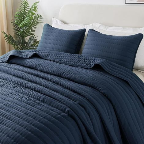 Couvre Lit 2 Personnes 300x270 cm, Bleu Dessus de Lits Douce, Jeté de Lit Boutis, Couverture Matelassé, Matelassage de Lit et Canapé (1/5)
