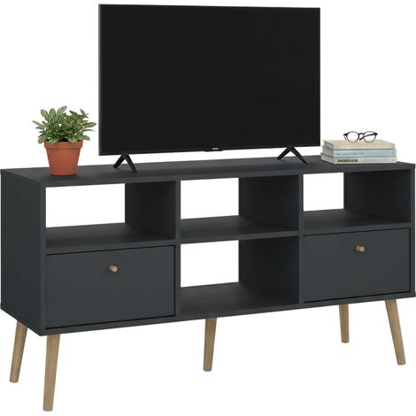 Dmora - Fernsehschrank Jolie, Ständer für Wohnzimmerfernseher, Niedriges Wohnzimmer-Sideboard, TV-Ständerbasis, 117x39 h61 cm, Grau