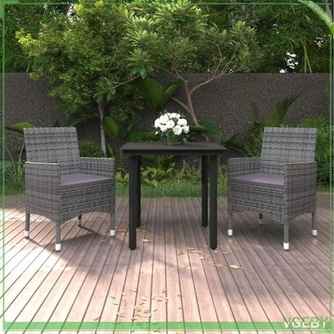 Ensemble à manger de jardin - FAFEICY - 3099691 - Résine tressée - Plateau verre 80x80 cm - Coussins rembourrés (1/5)