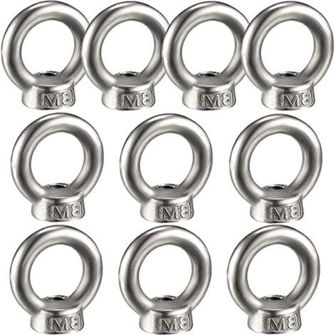 10PCS Écrou à oeil de levage, écrou à anneau femelle pour le levage de l'acier inoxydable 304Pack-of-10, M8 (1/4)