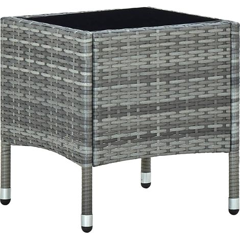 Mesa de jardín ratán sintético gris 40x40x45 cm