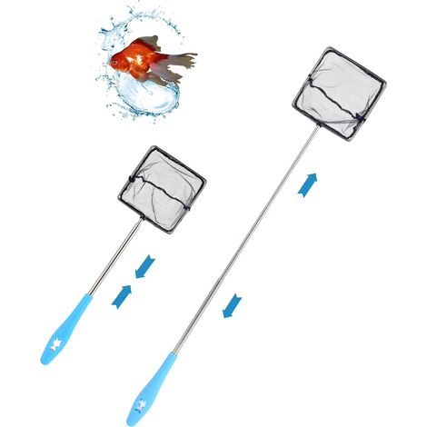 1 Épuisette Manche Télescopique Acier Inoxydable Nylon Filet Réglable 31-61cm Aquarium Poissons Crevettes