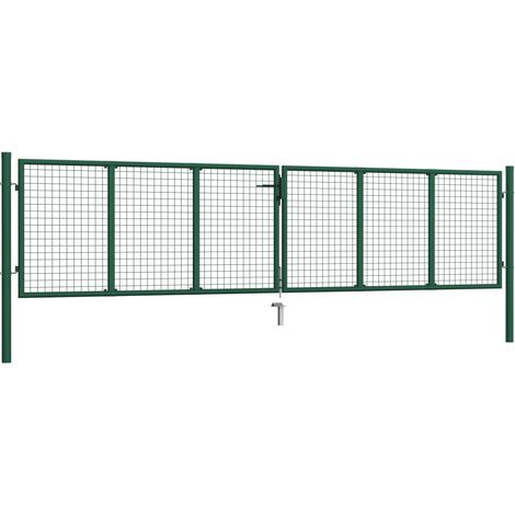 Portail en treillis de jardin，Portail de clôture，Portillon de jardin Acier 400 x 100 cm Vert CFW97468 (1/5)