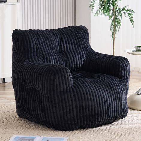 Sitzsack 100x94x70 cm schwarz aus Cord mit Memory-Schaumstofffüllung (1/2)