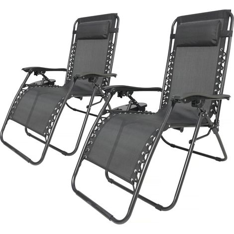 Relax-Gartensessel 2-er Set verstellbar und schwerelos "Sintra" - Schwarz