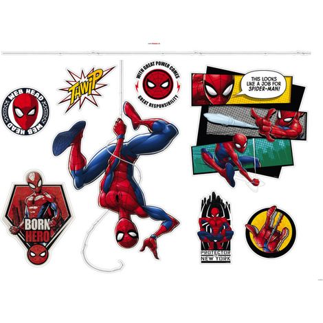 Sticker mural - spider man est suspendu sur sa toile - 100 x 70 cm
