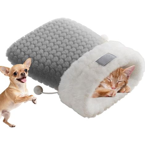 Lit pour Chat Coussin Chauffant en Peluche d'hiver Sac pour Animaux (1/5)