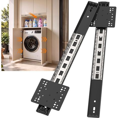 Glissières pour porte escamotable, Noir, 350 mm, 1 paire (1/5)