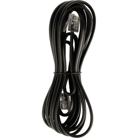 Valueline Cable de teléfono RJ11 macho - macho 5 m, color negro, ideal para conectar de pared a teléfono