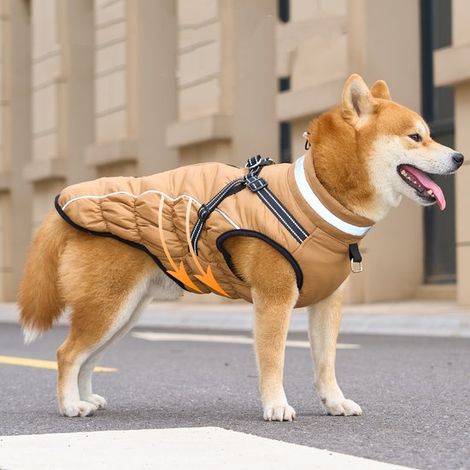 Cappotto impermeabile per cani con pettorina integrata, caldo cappotto invernale per cani, giacca in pile riflettente, cappotti per cani per il freddo, termico (1/4)