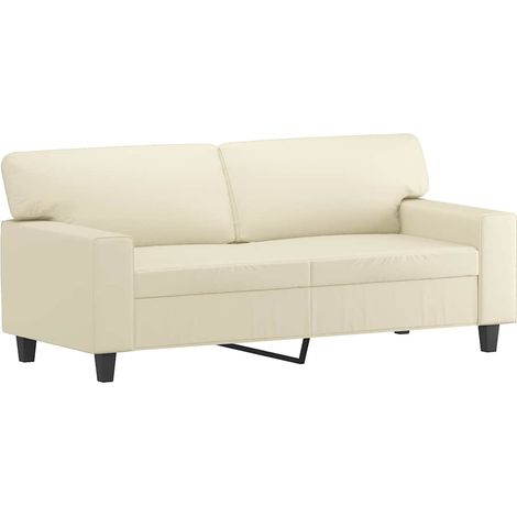 Canapé Sofa à 2 places Crème 140 cm Similicuir (1/5)
