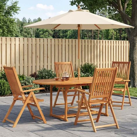 vidaXL Outdoor Dining Set with Parasol 6 pcs 4-Seaters (1/5)