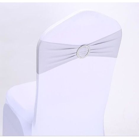 Housse de chaise - Lot de 50 - Tissu élastique - Boucle coulissante - Gris (1/2)