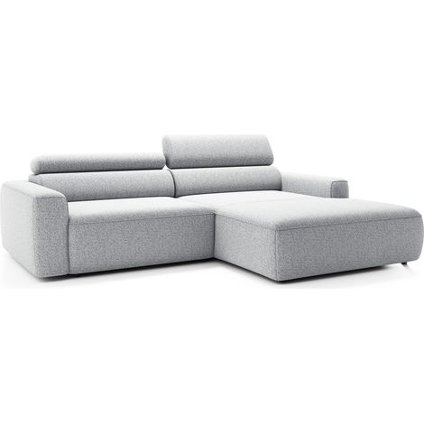 Selsey Fando - Canapé d'angle - 252 cm - tissu tressé Gris clair - côté droit (1/5)