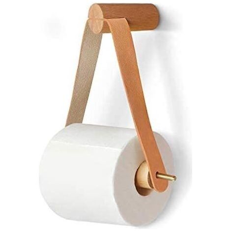Porte-rouleau mural en bois 2 pièces, porte-papier toilette, adapté à la décoration des toilettes de la salle de bain (1/4)