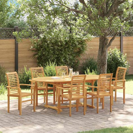 Garten-Essgruppe 7 Stk. Braun Massives Teakholz