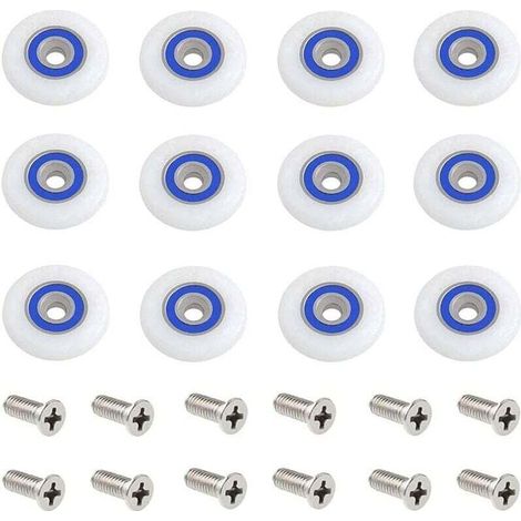 Roulette Porte Douche 12 Pièces 27mm Roulettes pour Porte de Douche Roulette Porte Douche Roues Roulettes de Rechange Roulette Porte Roulette de Douche pour Porte de Douche avec Des Vis