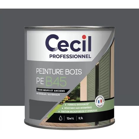 Peinture Bois Acrylique Cécil Professionnel PEB45 Anthracite 0,5 L (1/2)