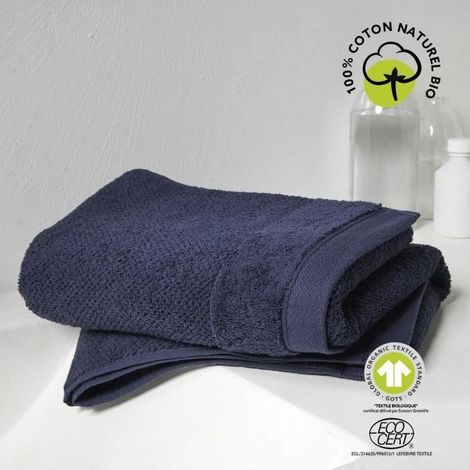 Serviette de toilette ORGANIC coton bio 450 g/m² 50x90 Bleu Navy (1/5)