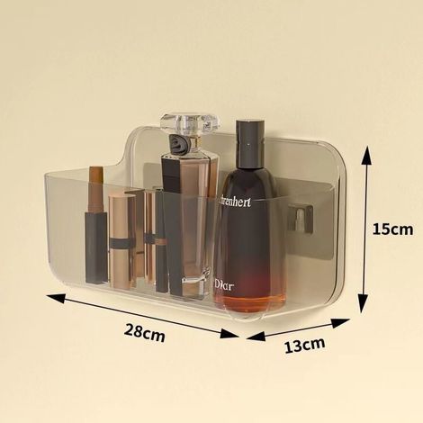 Rack De Rangement Pour Salle De Bain - Sans Perçage - Support Murale Avec Égouttoir - Boîte Transparente Pour Produits Cosmétiques - 1 Pièce (1/5)