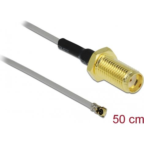 Delock Antena Cable SMA mampara hembra a MHFÂ® 4 macho 0.81 50 cm longitud de hilo 10 mm