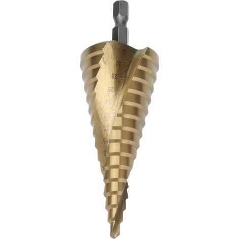 Foret étagé à changement rapide HSS revêtu de titane, queue hexagonale à rainures hélicoïdales, 15 étapes, 4-32 mm (1/5)