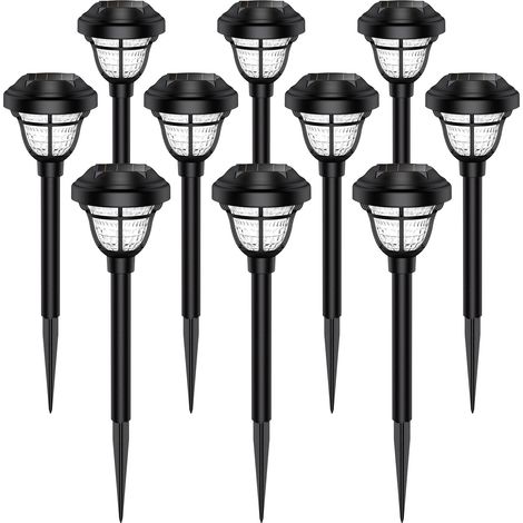Set mit 10 Solarleuchten mit warmweißer LED aus schwarzem Kunststoff für den Außenbereich (1/5)