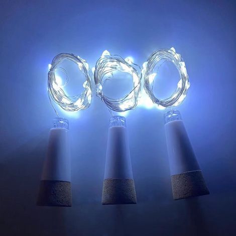 Guirlande lumineuse LED pour bouteilles de vin, rechargeable par USB, sans piles, 2 m, 20 LED, idéale pour Noël, Halloween, les cadeaux, les fêtes, les mariages et les décorations de fêtes (Superbe) (1/3)