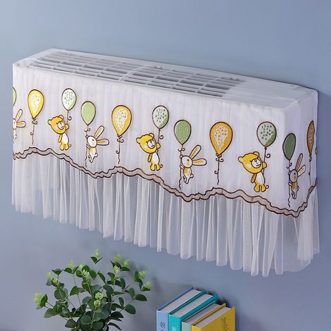 Housse de protection décorative pour climatiseur mural 1.5P-2P, motif ours lapin ballons verts jaunes, anti-poussière, jusqu'à 94cm.