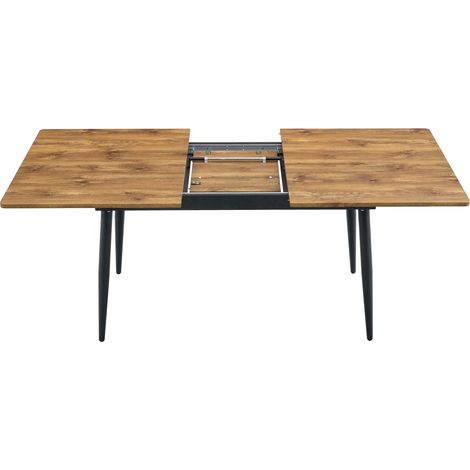 Rechteckiger Esstisch aus MDF in Holzoptik mit schwarzen Metallbeinen, Industrial-Stil (1/5)