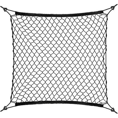1 filet de chargement arrière en nylon, filet de rangement pour coffre, 70x70 cm, noir, universel pour voitures, SUV et utilitaires (1/4)