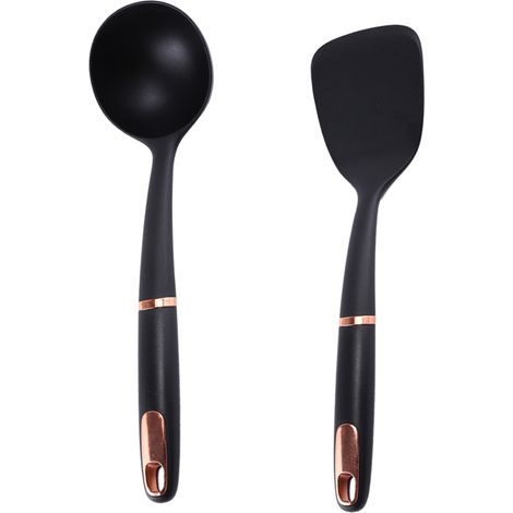 Juego de utensilios de cocina de nailon de 2 piezas con mangos con peso innovador para una limpieza fácil. (1/5)