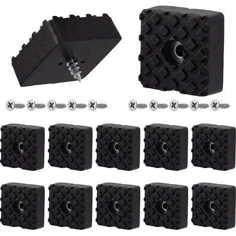 Lot de 10 pieds carrés en caoutchouc à visser - Noir - 30 x 30 x 10 mm - Antidérapant - Avec 10 vis - Pour meubles et sols (1/5)