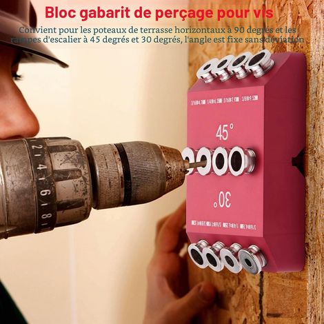 Gabarit de perçage à angle 30/45/90°, adapté aux trous inclinés et droits, gabarit de perçage décalé pour guides de câbles, 1 pièce. (1/4)