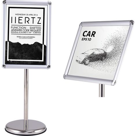 Soporte para menú A3 con altura ajustable, dimensiones 33 x 45 cm, base lastrada sólida de aluminio negro 200019317 (1/3)