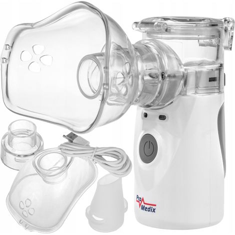 Tragbarer, geräuschloser Inhalator/Vernebler für Kinder und Erwachsene, 2 Masken, Promedix (1/5)