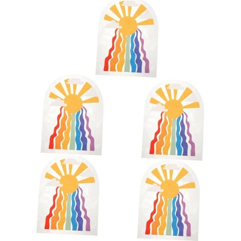 5 Feuilles autocollant de verre arc-en-ciel film de fenêtre garniture de rembourrage fenêtre de s'accrochent autocollants etiquette autocollante la PVC (1/5)